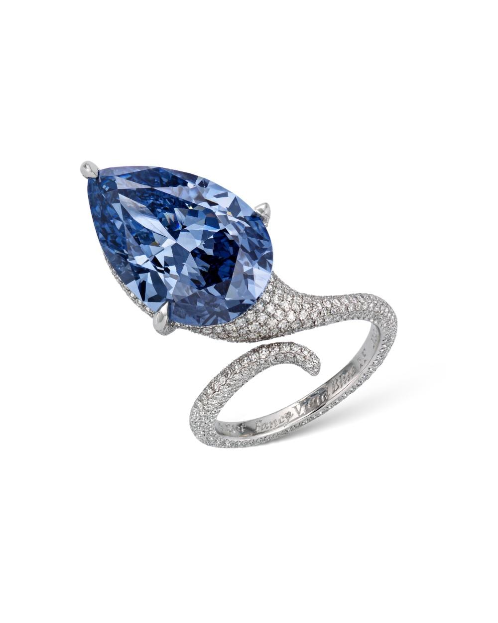 'The Mellon Blue' Sensational Coloured Diamond AND DIAMOND RING.75 comparable sale