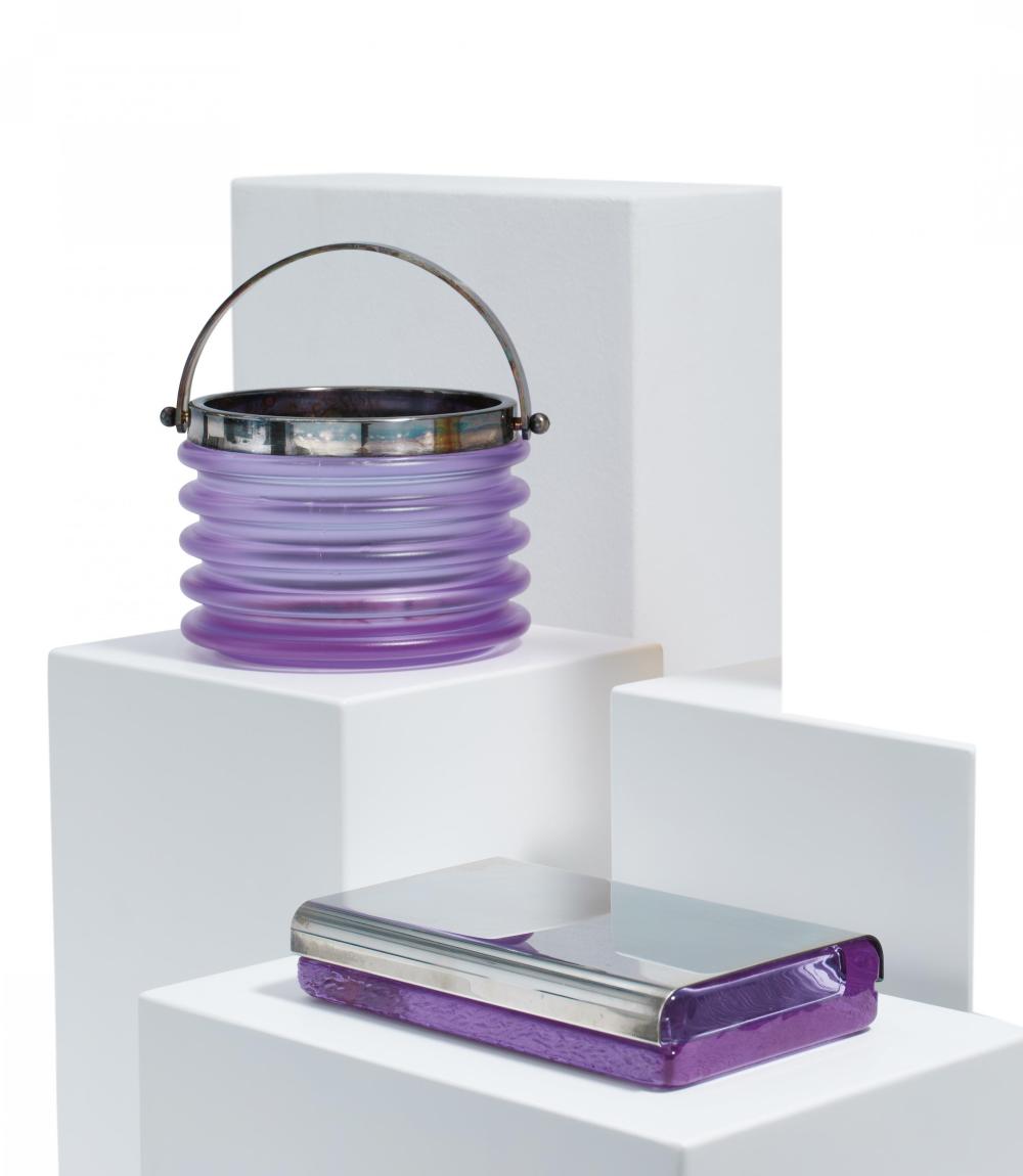 GLASS AND METAL ICE BUCKET 'ONDA' AND CIGAR BOX 'Biglia' sold by Van Ham Kunstauktionen, lot 740 — auction record photograph