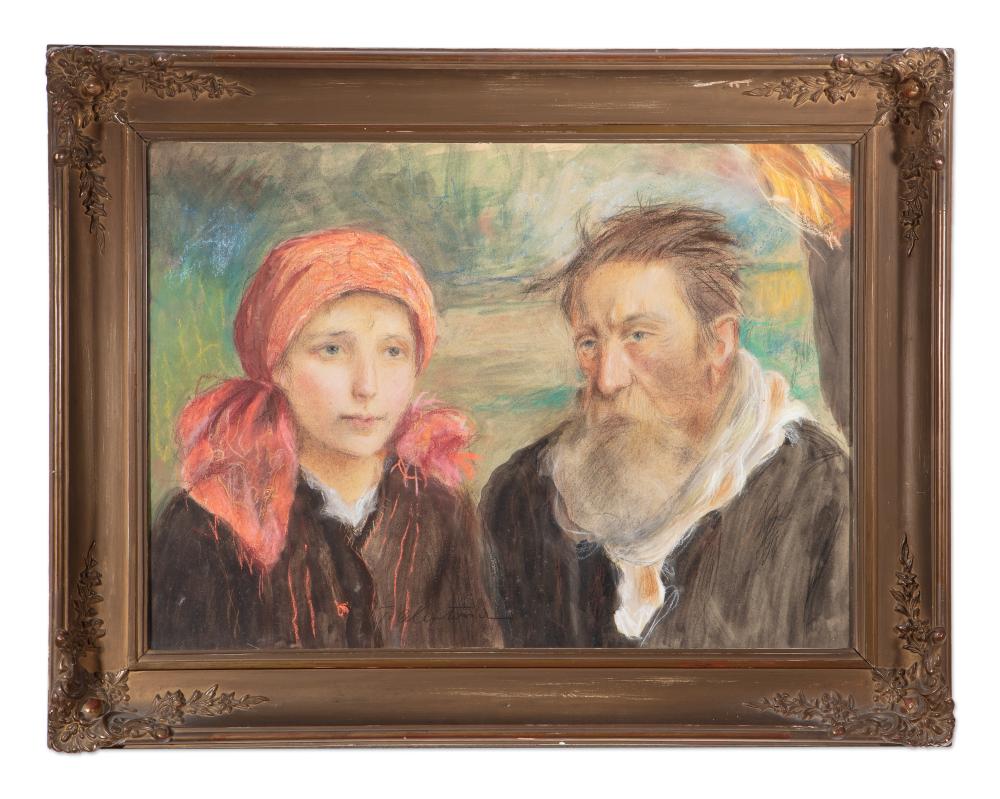 Teodor Axentowicz comparable auction result: teodor axentowicz poland polish 1859 1938 portrait of an old man and a girl in a scarf