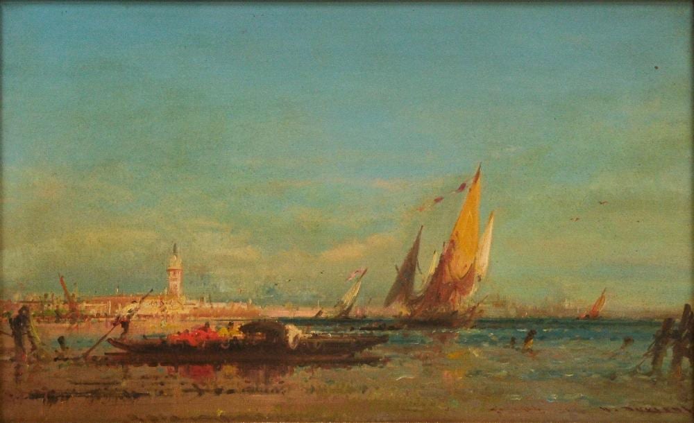 Henri Duvieux comparable auction result: henri duvieux 1855 1902 view of venice with gondola a large oil on canvas painting