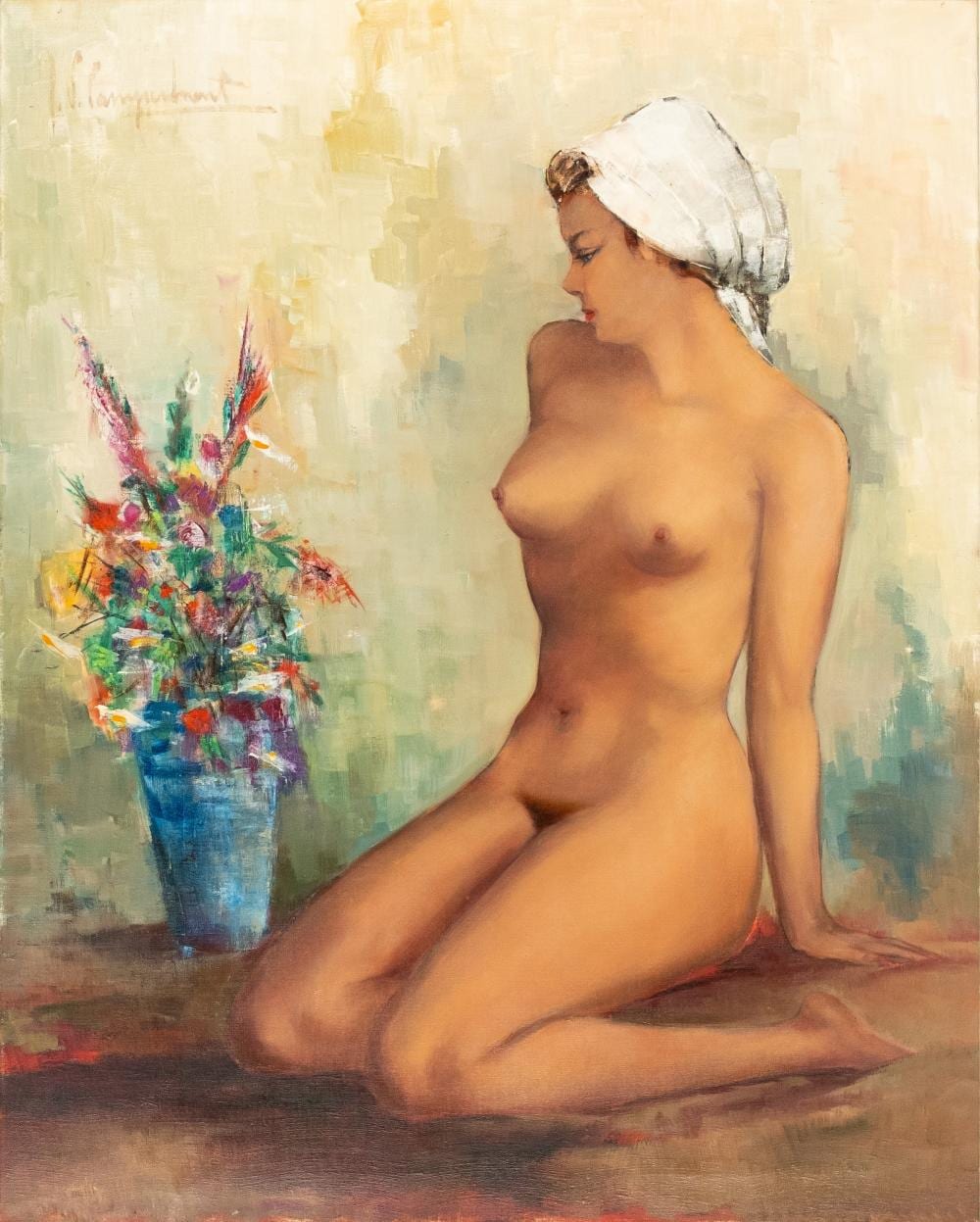 Jan van Campenhout comparable auction result: jan van campenhout 1907 1972 resting nude and flora a large belgian oil on canvas painting