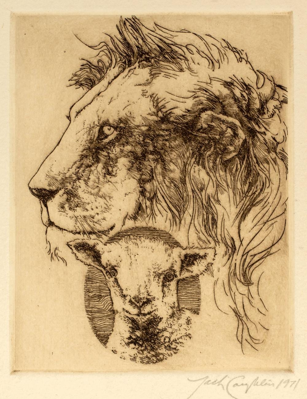 Jack Coughlin comparable auction result: jack coughlin 1932 2025 lion and lamb etching 1971