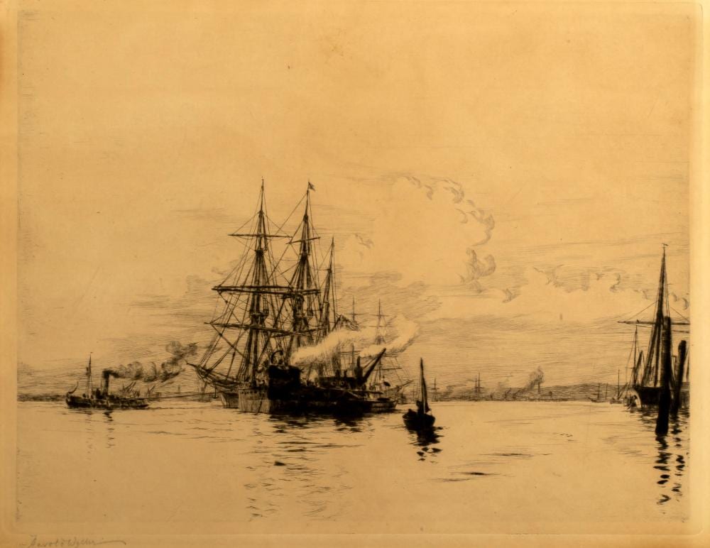 Harold Wyllie comparable auction result: harold wyllie 1880 1973 ships in harbor