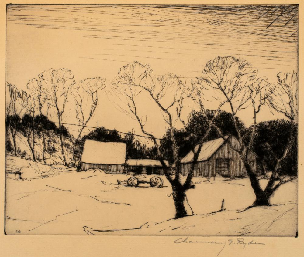 Chauncey Foster Ryder comparable auction result: chauncey foster ryder 1868 1949 farmyard in winter