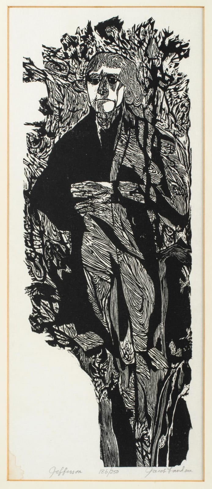 Jacob Landau comparable auction result: jacob landau 1917 2001 thomas jefferson woodcut 1963