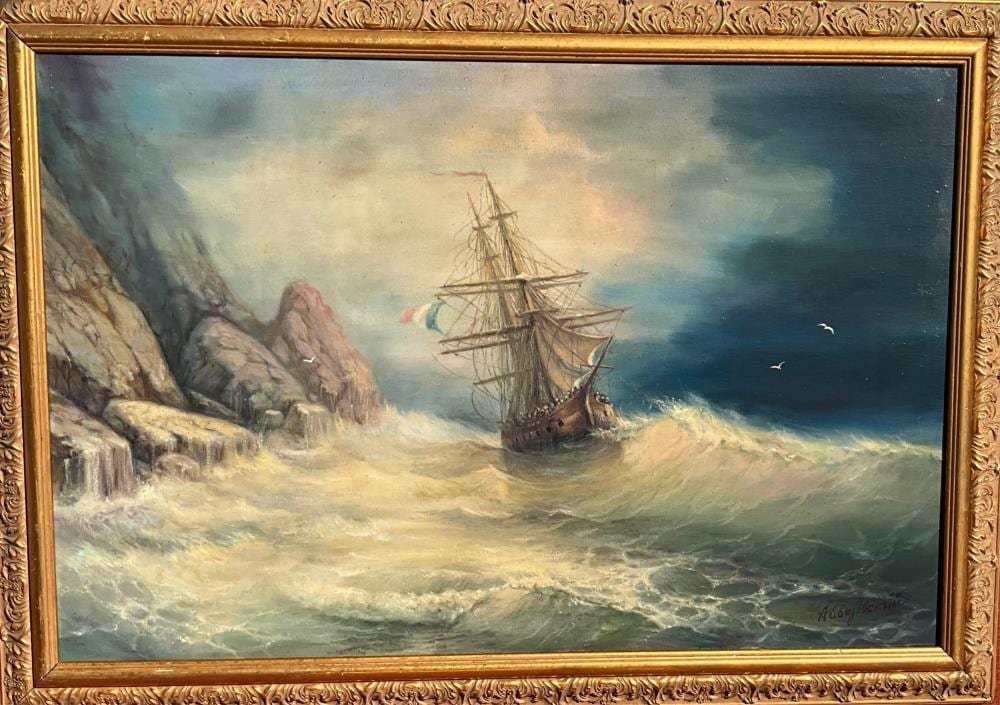 ivan aivazovsky russian 1817 1900 attributed to marine scene signed lower right oil on canvas 24 x 36 framed 29 x 41 1 2 · Auction Gallery of the Palm Beaches · 2025-11-08 Ivan Aivazovsky comparable auction result: ivan aivazovsky russian 1817 1900 attributed to marine scene signed lower right oil on canvas 24 x 36 framed 29 x 41 1 2