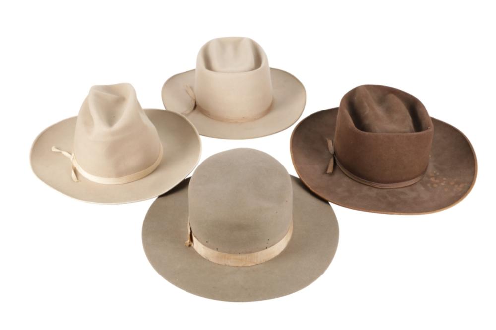 Vintage Stetson Cowboy Hats circa 1880s to 1940s sold by North American Auction Company, lot 594 — auction record photograph