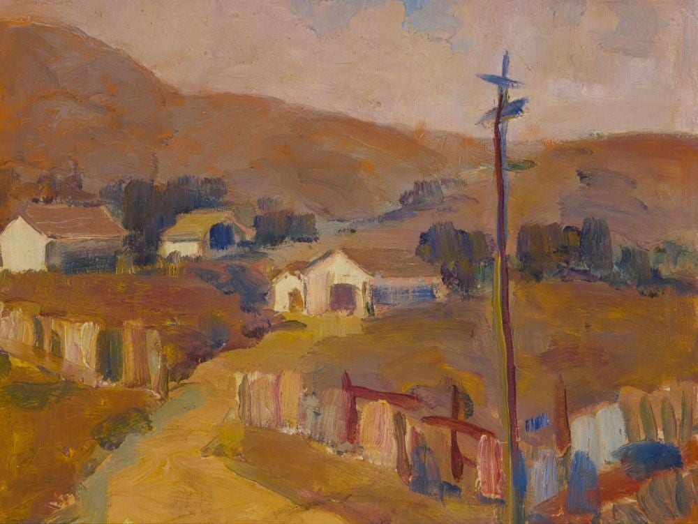 Selden Connor Gile comparable auction result: selden connor gile 1877 1947 fence pole and barns circa 1935