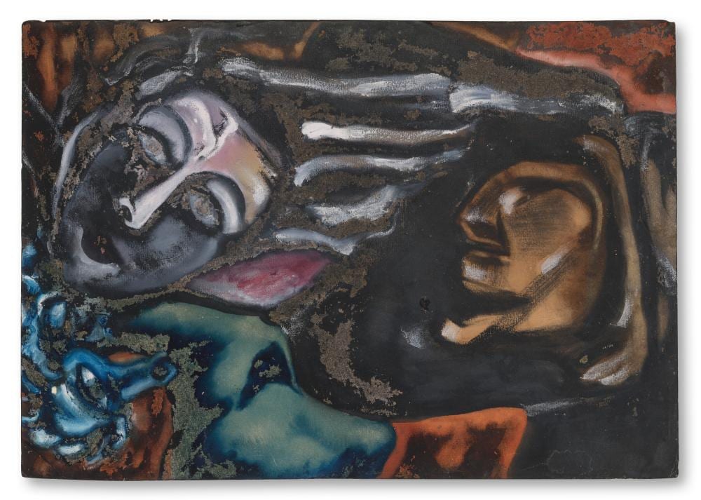Fouad Kamel comparable auction result: fouad kamel 1919 beni suef 1973 cairo untitled oil and ink on card1