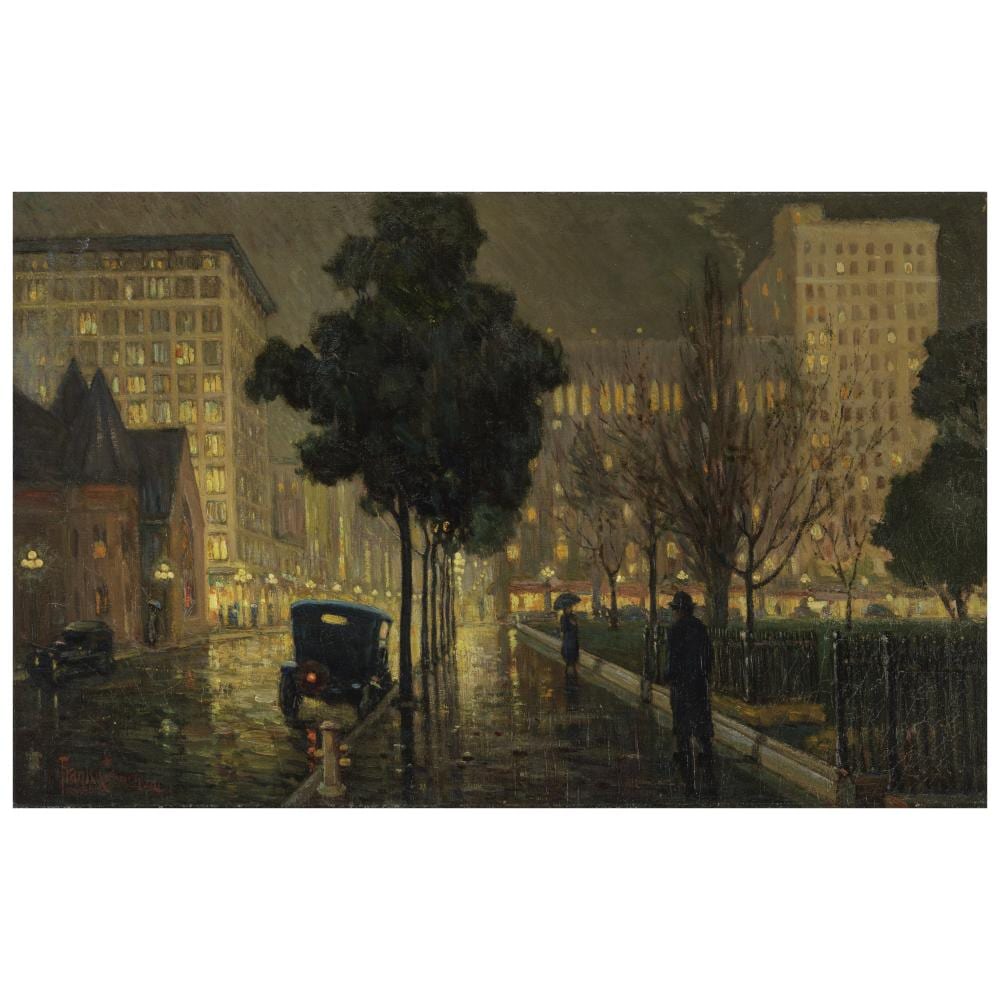 Frank Coburn comparable auction result: frank coburn 1862 1938 rainy night pershing square 23 x 36 in