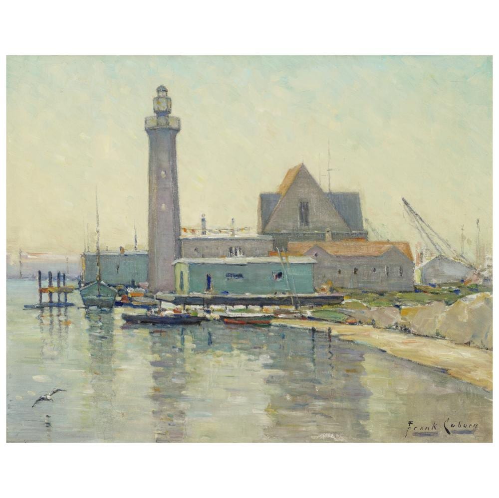 Frank Coburn comparable auction result: frank coburn 1862 1938 hazy afternoon wilmington california yacht club 24 x 30 in painted circa 1922