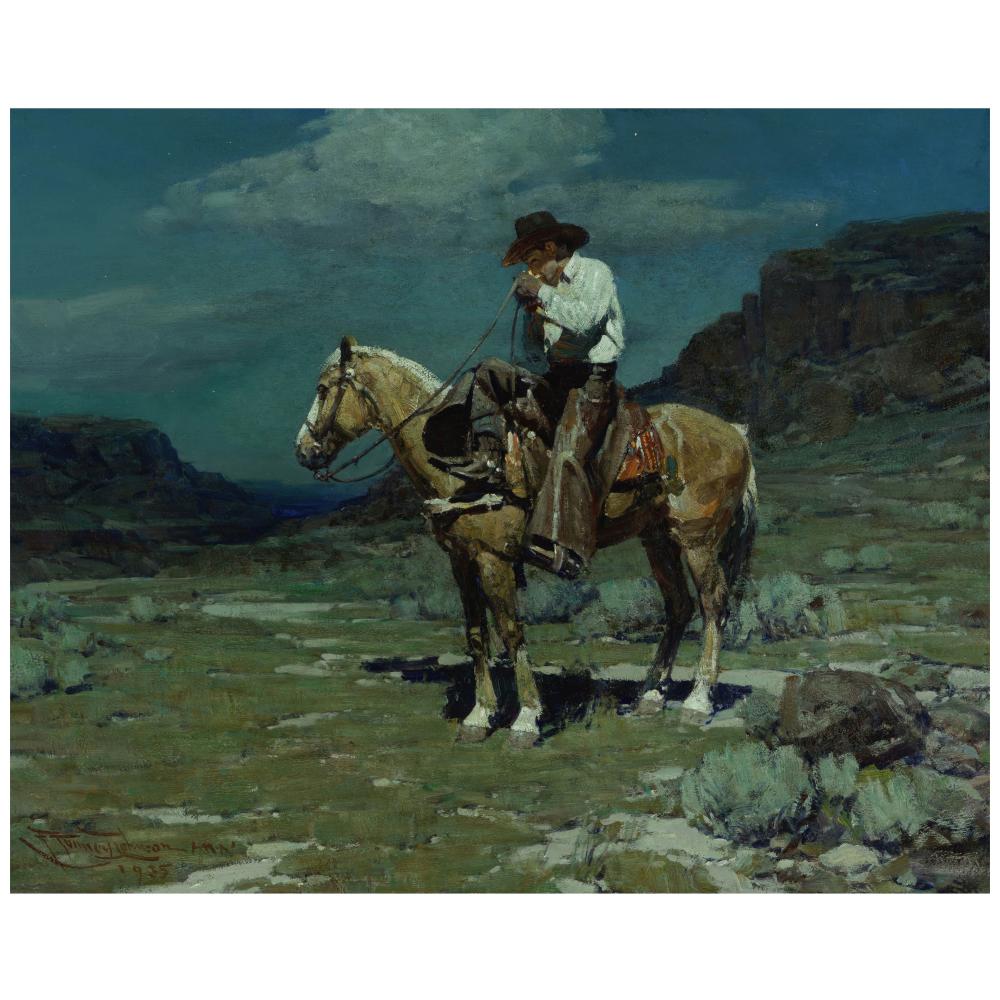 frank tenney johnson 1874 1939 a wyoming night herder 24 x 30 1 4 in · Bonhams · 2025-11-11 Frank Tenney Johnson comparable auction result: frank tenney johnson 1874 1939 a wyoming night herder 24 x 30 1 4 in