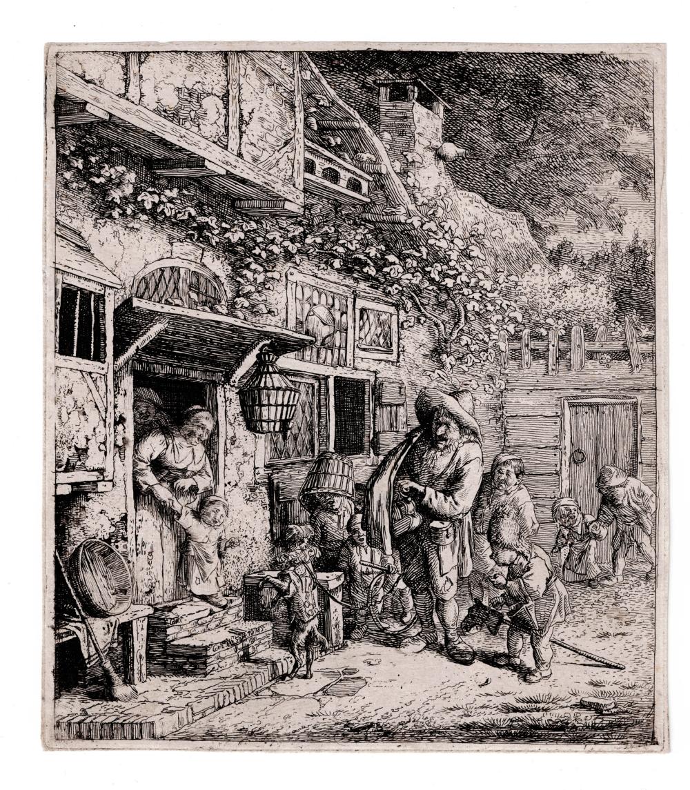 Cornelis Dusart comparable auction result: cornelis dusart the lyre player with the dancing dog