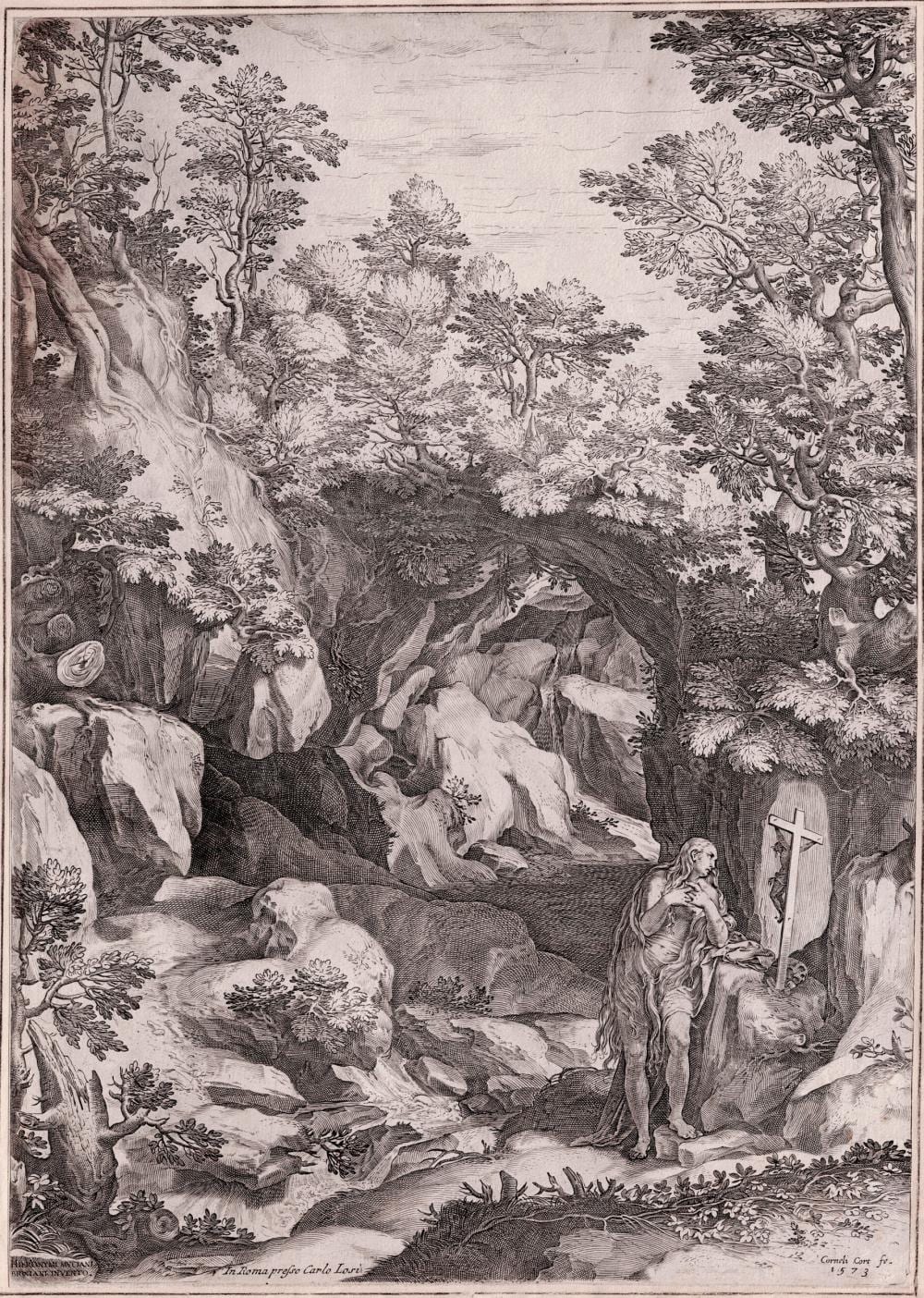 Cornelis Cort comparable auction result: cornelis cort 1533 1578 st mary magdalene in the wilderness muziano
