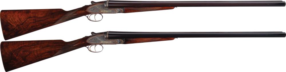 Pair of John Rigby & Co. Sidelock Double Barrel Shotguns sold by Rock Island Auction Company, lot 3497 — auction record photograph