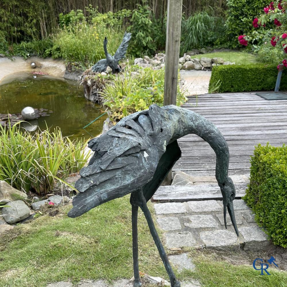 Jan Desmarets comparable auction result: jan desmarets 1961 bronze an imposing goose and a heron in patinated bronze signed