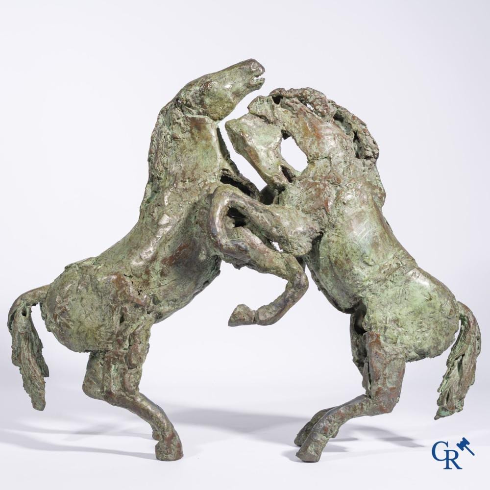 Jan Desmarets comparable auction result: jan desmarets 1961 bronze 2 prancing horses preuve d artiste signed dated 1998 and numbered ea ii iv