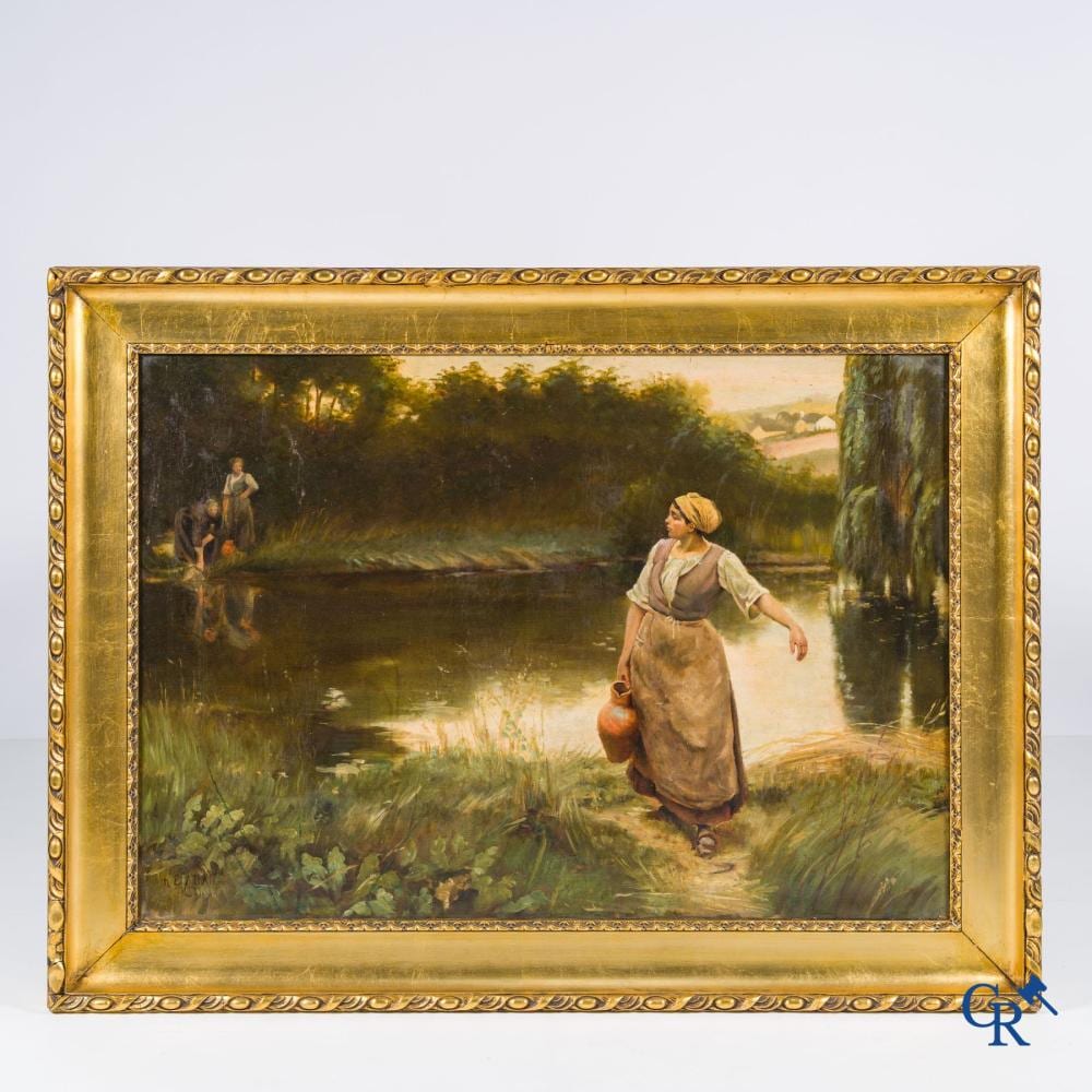 Louis Emile Adan comparable auction result: louis emile adan 1839 1937 after woman with a water jug copi au mus e de mulhouse