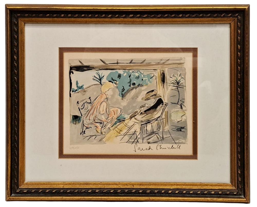 Sarah Churchill comparable auction result: sarah churchill signed limited edition lithograph double matted framed print winston churchill