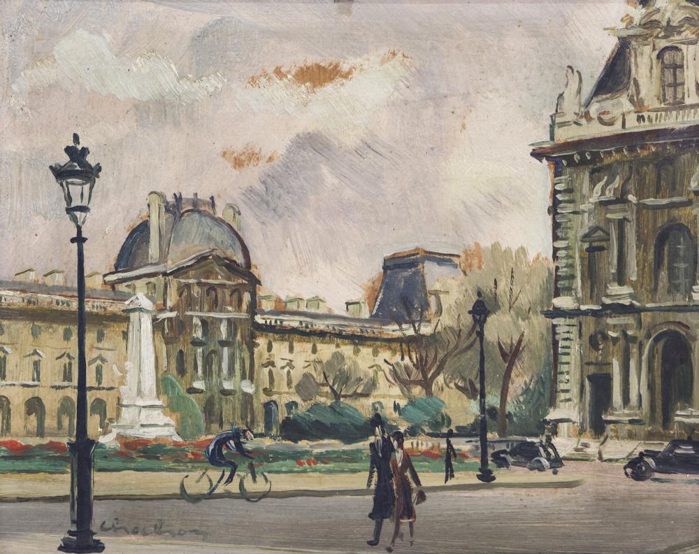 Andre Chochon comparable auction result: andre chochon parisian street scene oil on panel