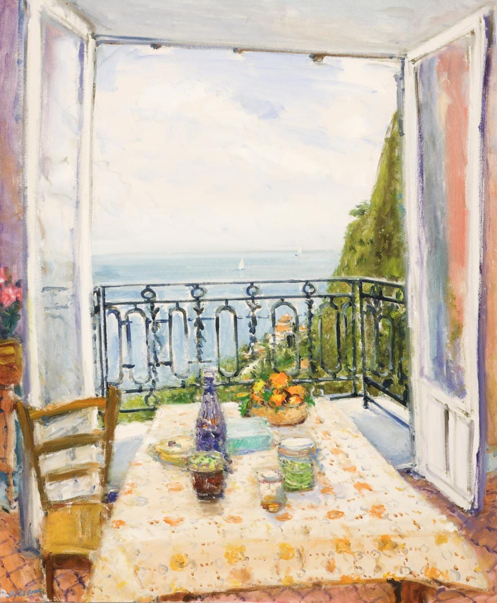 Duane Alt comparable auction result: duane alt luncheon on the terrace oil on canvas