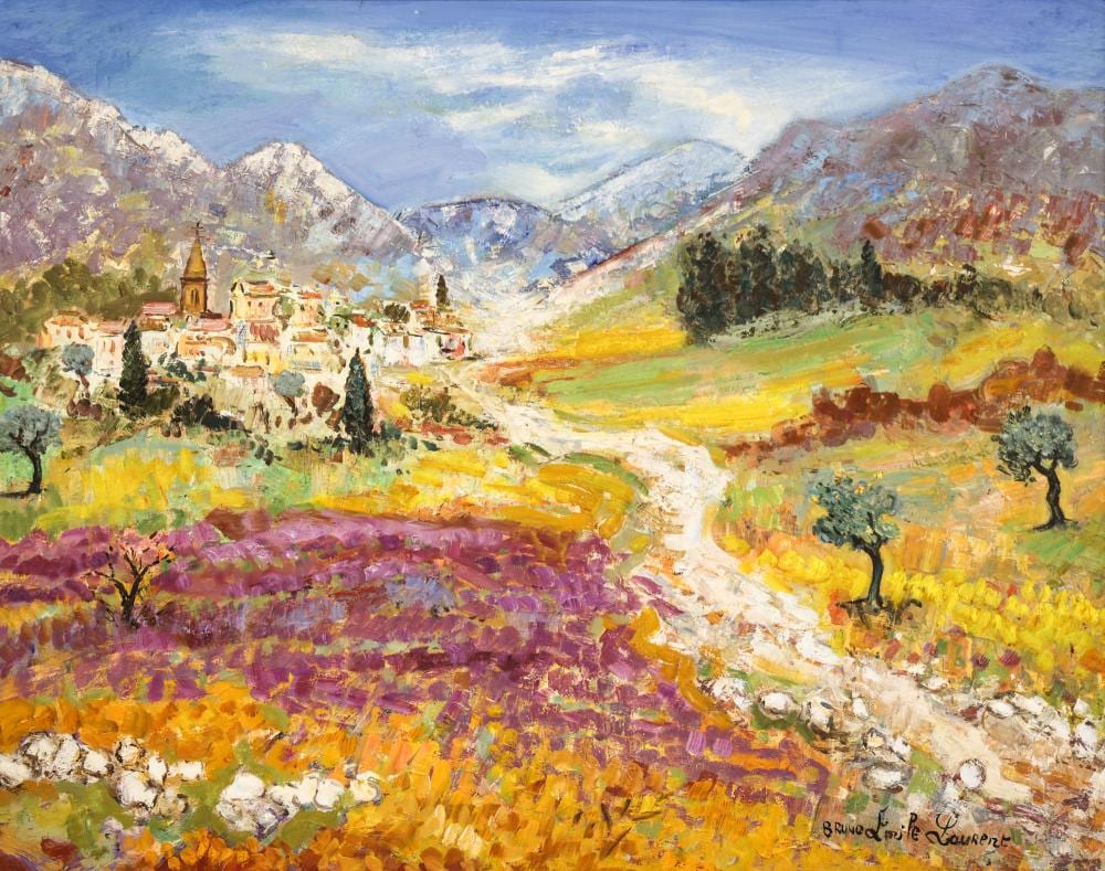 bruno emile laurent village de mollans sur ouveze oil on canvas · MBA Seattle Auction LLC · 2025-11-20 Bruno Emile Laurent comparable auction result: bruno emile laurent village de mollans sur ouveze oil on canvas