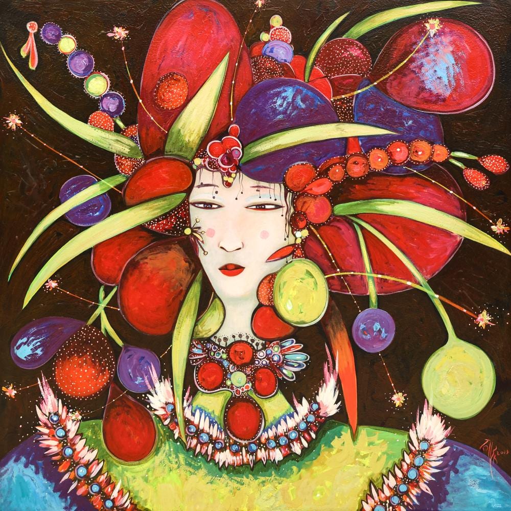 Toller Cranston comparable auction result: toller cranston bouquet bride large acrylic on canvas