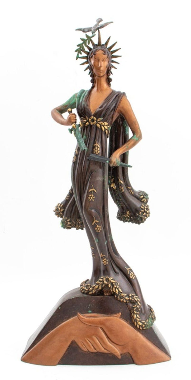 Erte "Peace" Patinated Bronze Sculpture, 1984 sold by Auctions at Showplace, lot 43 — auction record photograph