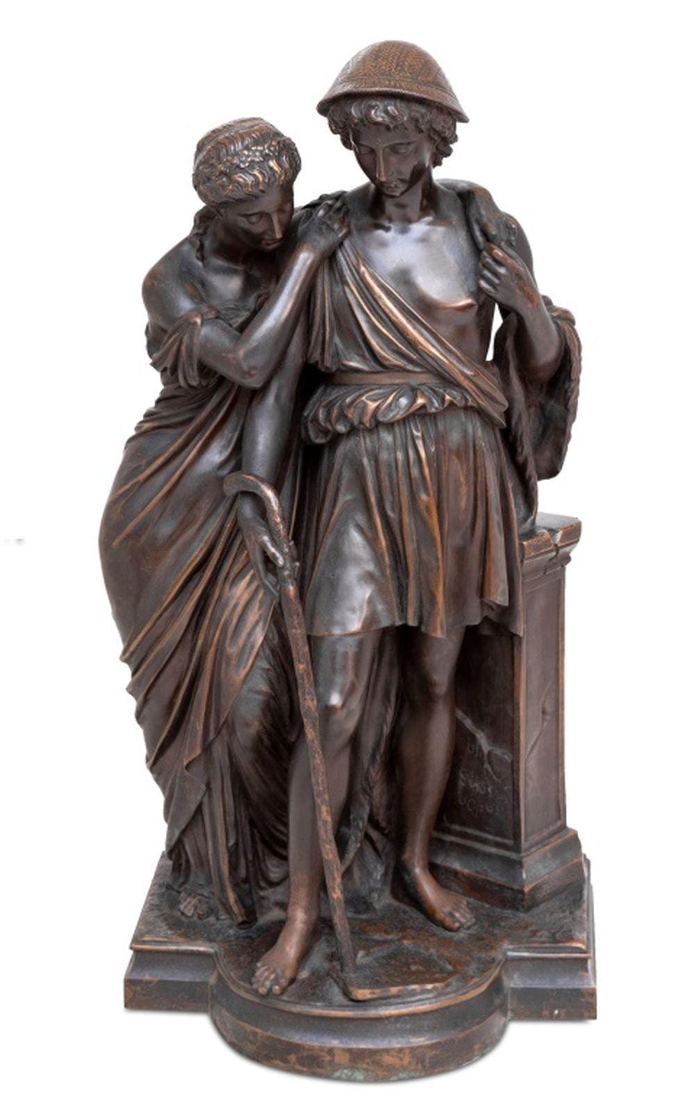 Eugène Antoine Aizelin comparable auction result: eugene aizelin daphnis chloe patinated bronze