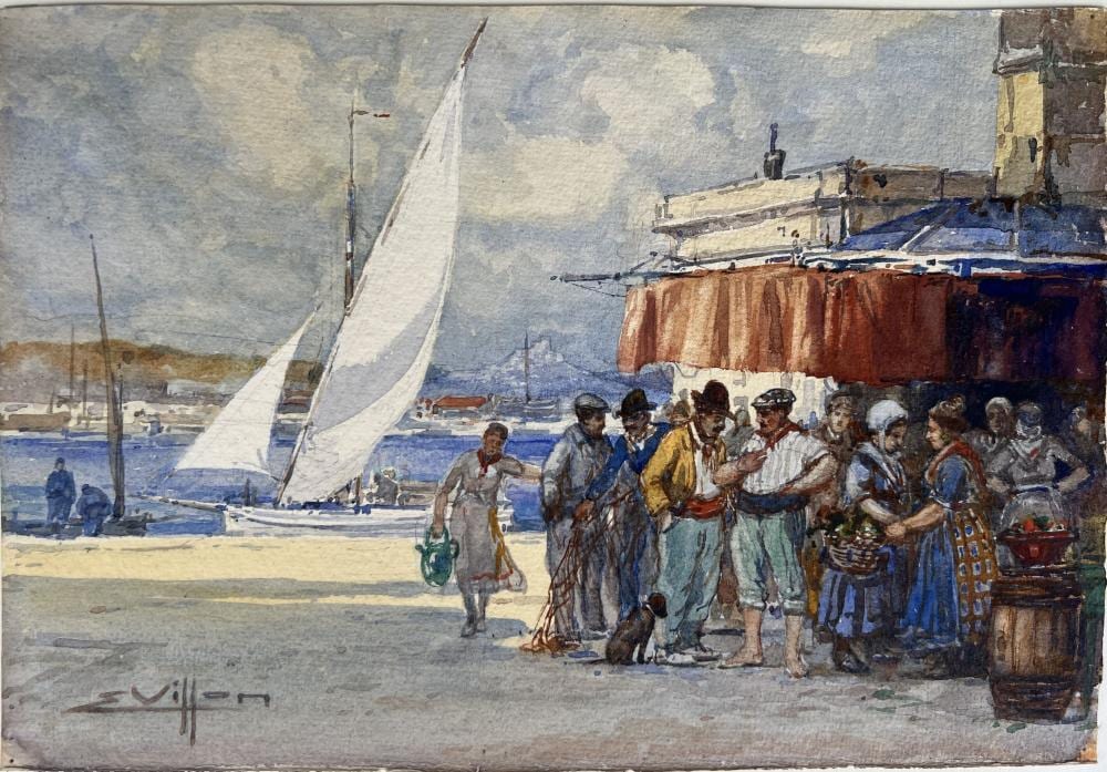 eug ne villon 1879 1951 sc ne de march sur le vieux port marseille · De Baecque & Associés · 2025-11-17 Eugène Villon comparable auction result: eug ne villon 1879 1951 sc ne de march sur le vieux port marseille