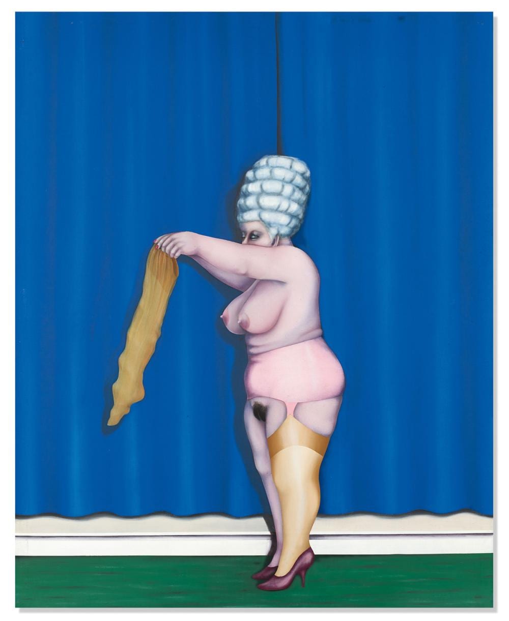 Hermann Albert comparable auction result: hermann albert 1937 blondine vor blauem vorhang