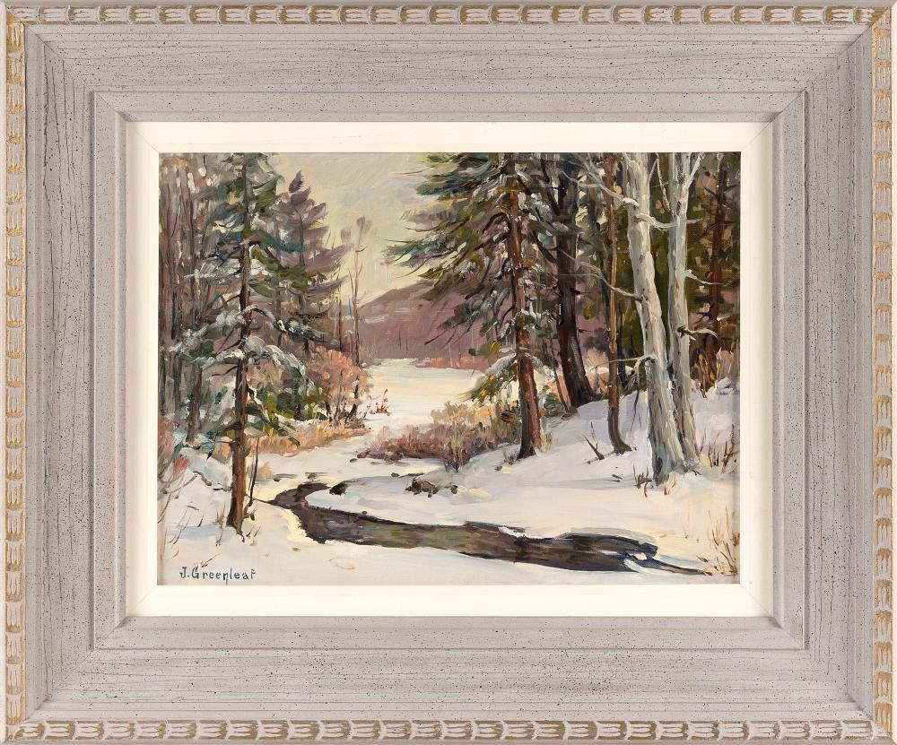 Jacob I. Greenleaf comparable auction result: jacob i greenleaf massachusetts 1887 1968 winter woods oil on artist board 12 x 16 framed 19 5 x 23 5
