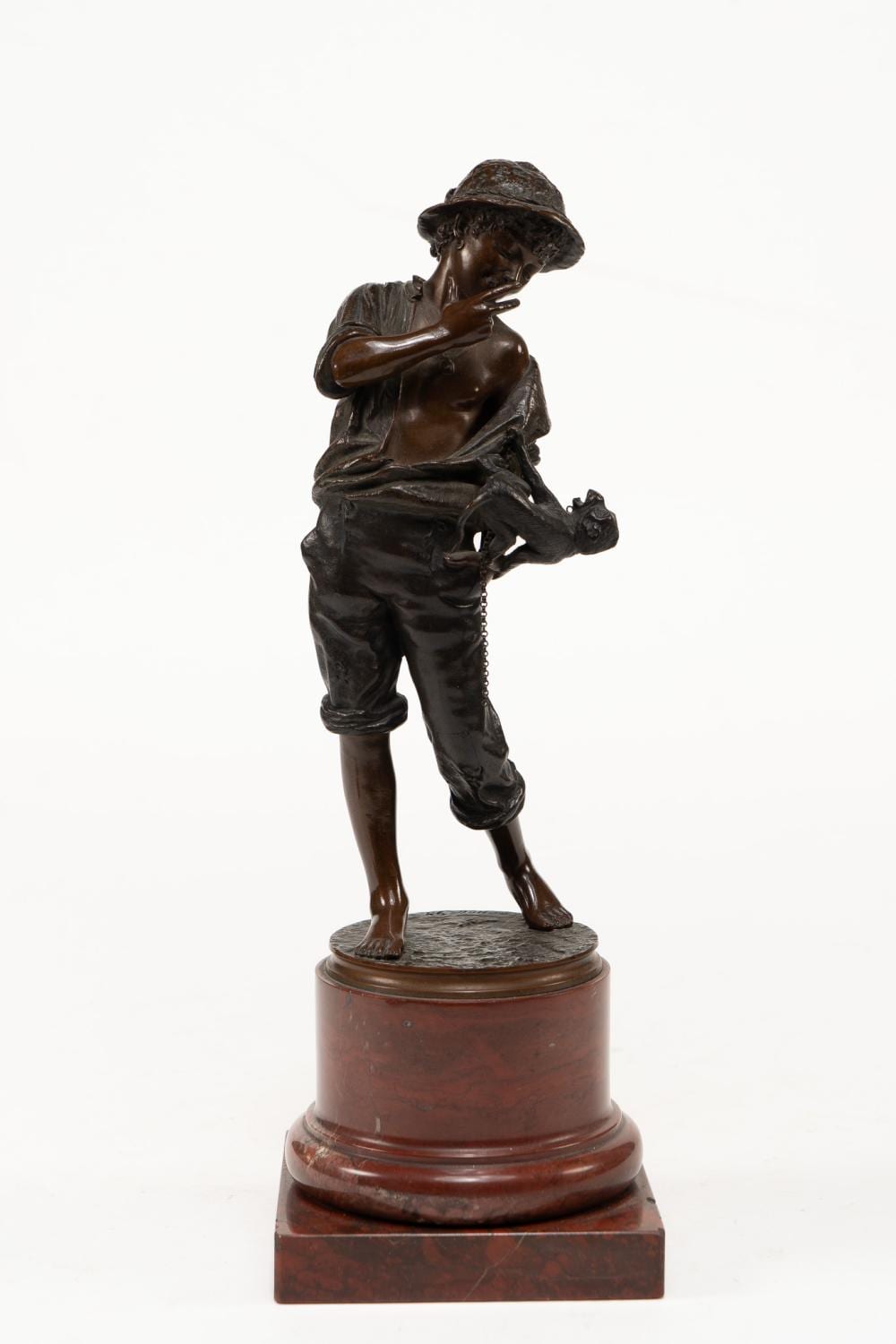 Carl Theodor Wegener comparable auction result: bronze sculpture of boy and monkey by carl theodor wegener