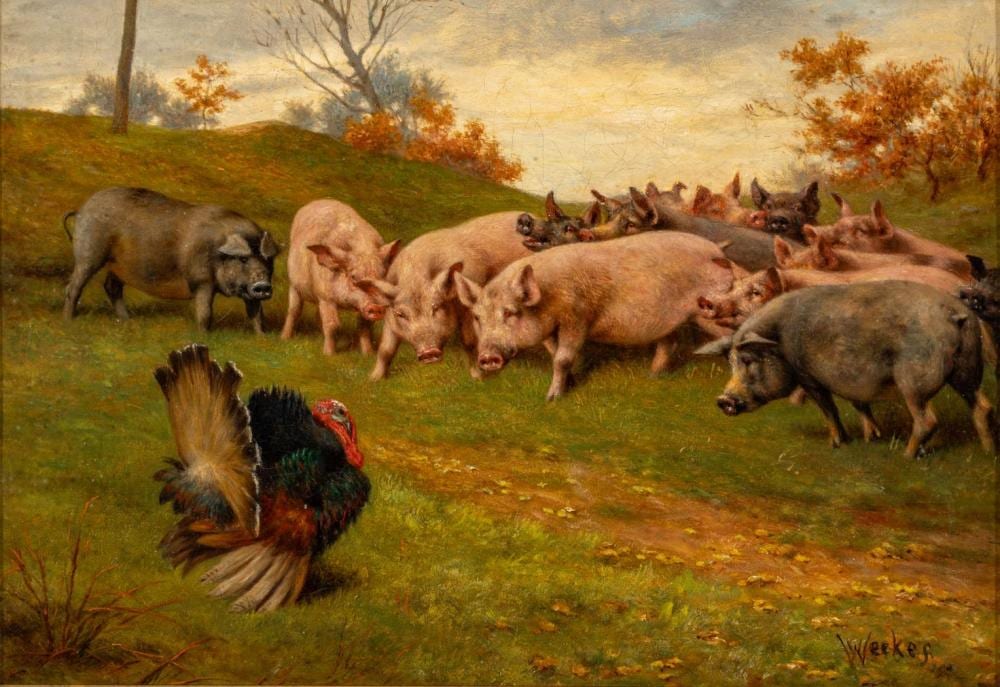 William Weekes comparable auction result: william weekes british 1856 1909 oil on canvas between the wind and his nobility h 14 w 20 frame size h 22 5 w 28 25 depth 2 5