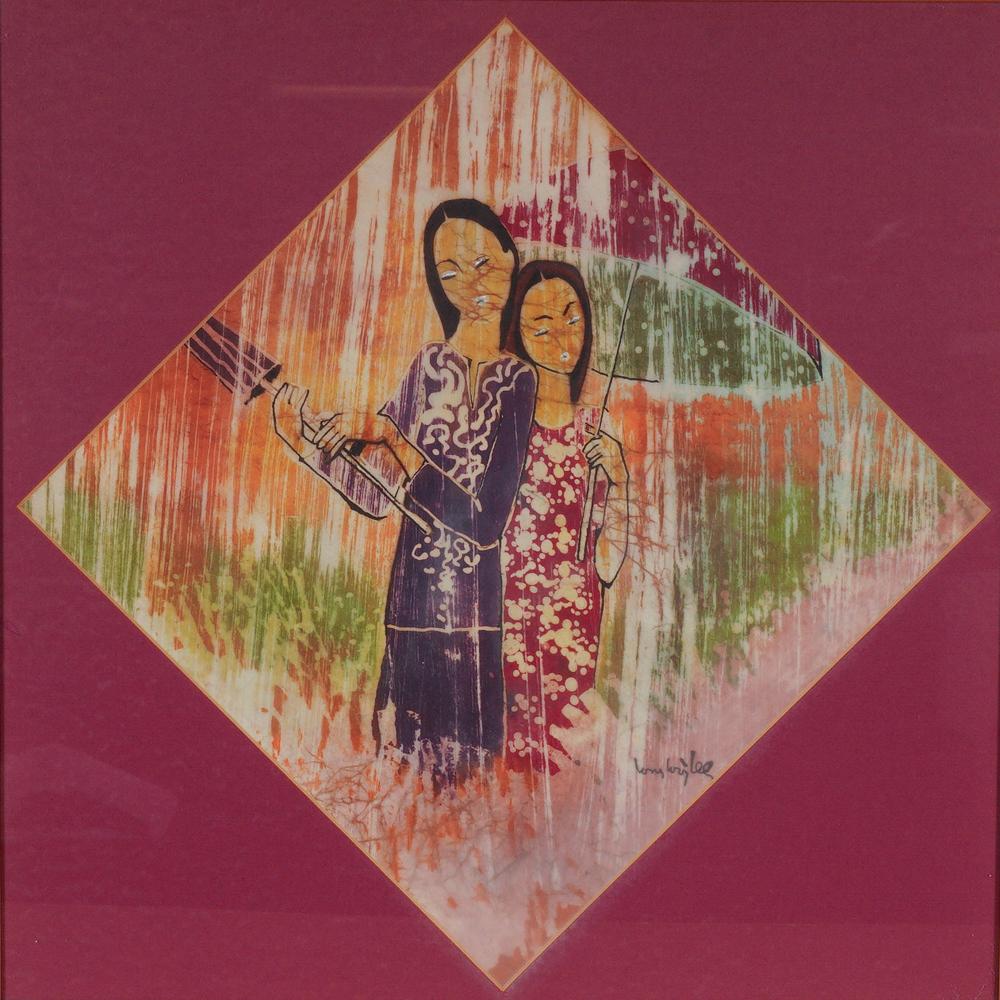 lee long looi batik on rice paper women under umbrella signed · Lion and Unicorn · 2025-11-05 Lee Long Looi comparable auction result: lee long looi batik on rice paper women under umbrella signed