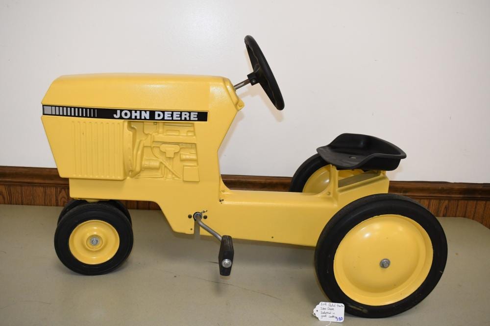 Ertl John Deere Industrial Model 55 Child’s Pedal Tractor – Painted Industrial Yellow – In As-New Condition – Will Not Ship, Pickup Only or You Must Arrange Your Own Shipping! sold by Redding Auction Service, lot 380 — auction record photograph