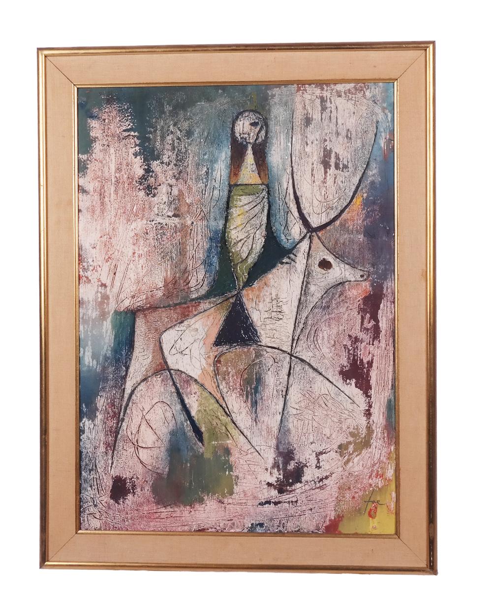 Hans JAENISCH Abstract on Canvas sold by Roland Auctions NY, lot 466 — auction record photograph