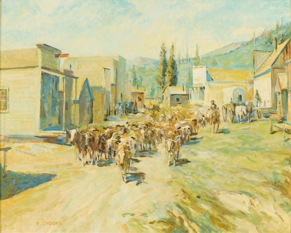 Ronald Crooks comparable auction result: ronald crooks down main street painting