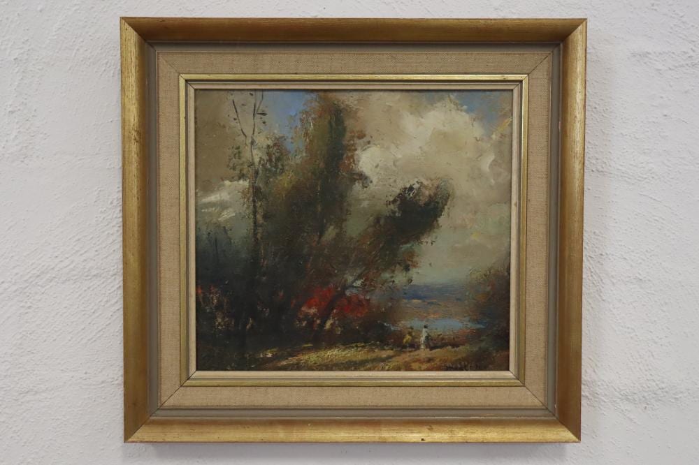 Dixon Copes comparable auction result: dixon copes australian 1914 2002 narrabeen lake oil on board signed lower right artarmon galleries label reverse approx 21cm x 23 5cm