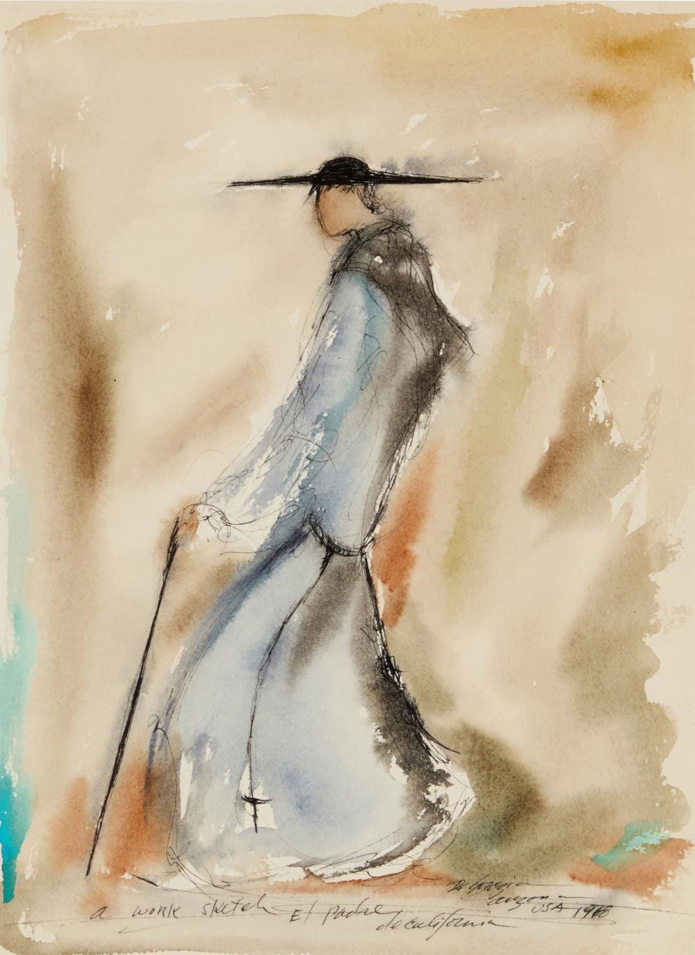 Ted De Grazia comparable auction result: ted de grazia 1909 1982 a work sketch el padre de california 1968
