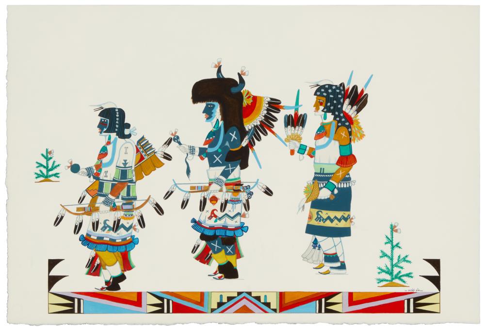 Michael (1954) David comparable auction result: michael oy gi p n padilla b 1960 tewa three native american dancers