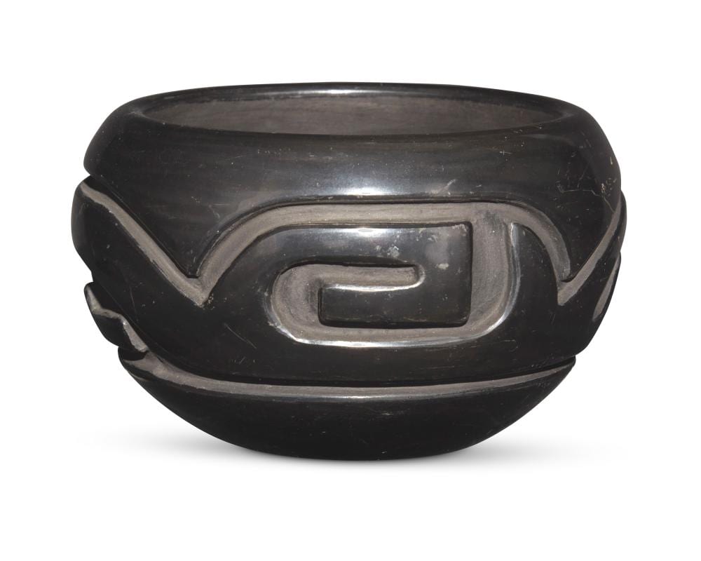 stella chavarria b 1939 santa clara pueblo a blackware pottery bowl mid late 20th century · John Moran Auctioneers · 2025-11-19 Stella Chavarria comparable auction result: stella chavarria b 1939 santa clara pueblo a blackware pottery bowl mid late 20th century