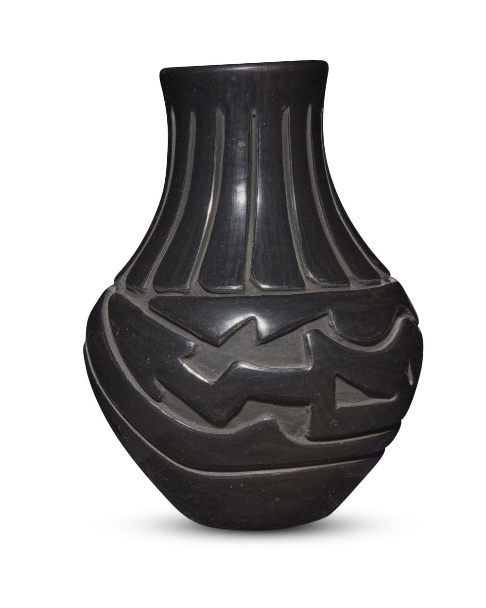 stella chavarria b 1939 santa clara pueblo a blackware pottery jar late 20th century · John Moran Auctioneers · 2025-11-19 Stella Chavarria comparable auction result: stella chavarria b 1939 santa clara pueblo a blackware pottery jar late 20th century
