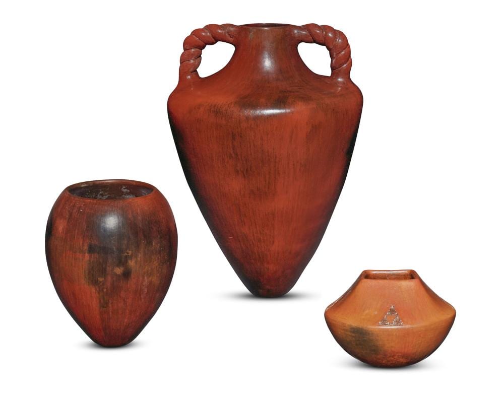 Alice Cling comparable auction result: alice cling b 1946 navajo din three redware pottery vessels late 20th early 21st century