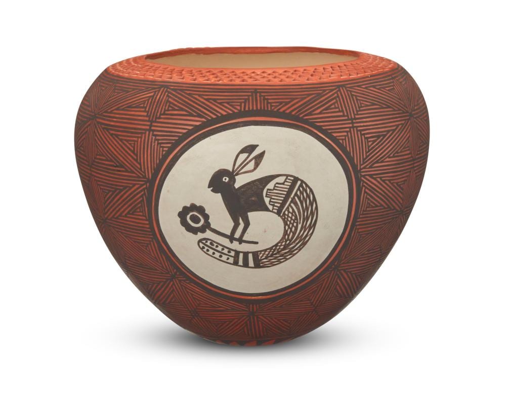 Juana Leno comparable auction result: juana leno 1917 2020 acoma pueblo a polychrome pottery jar late 20th early 21st century