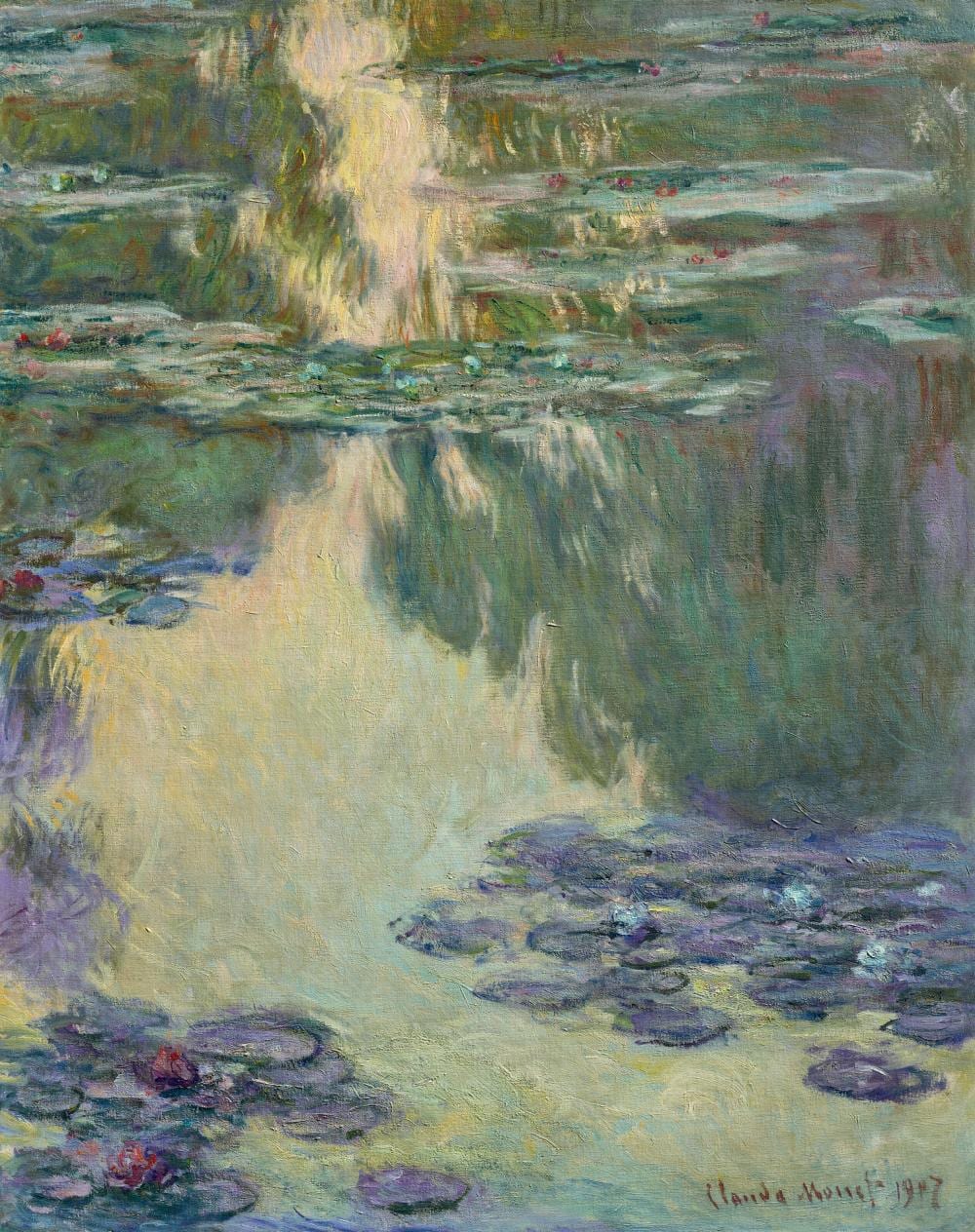 Claude Monet (1840-1926). Nymphéas. oil on canvas36 ¼ x 29 in. (92 x 73.6 c comparable sale