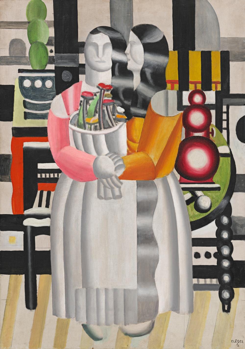 Fernand Leger (1881-1955). Les Confidences (Les deux femmes au bouquet). oi comparable sale