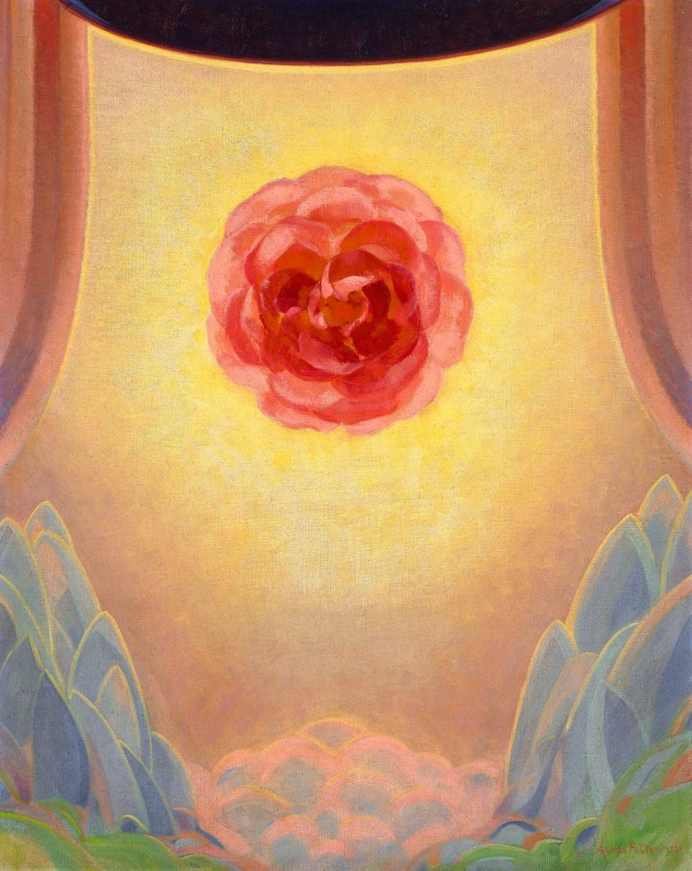 Agnes Pelton comparable auction result: agnes pelton 1881 1961 incarnation oil on canvas26 x 22 in 66 x 55 9