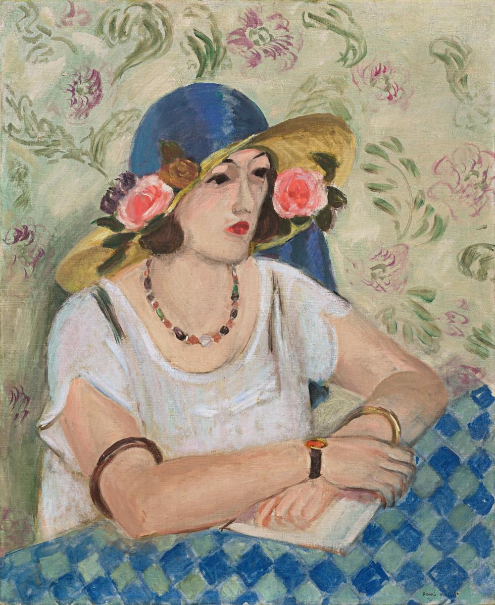 Henri Matisse (1869-1954). Femme au chapeau fleuri. oil on canvas28 7/8 x 2 comparable sale