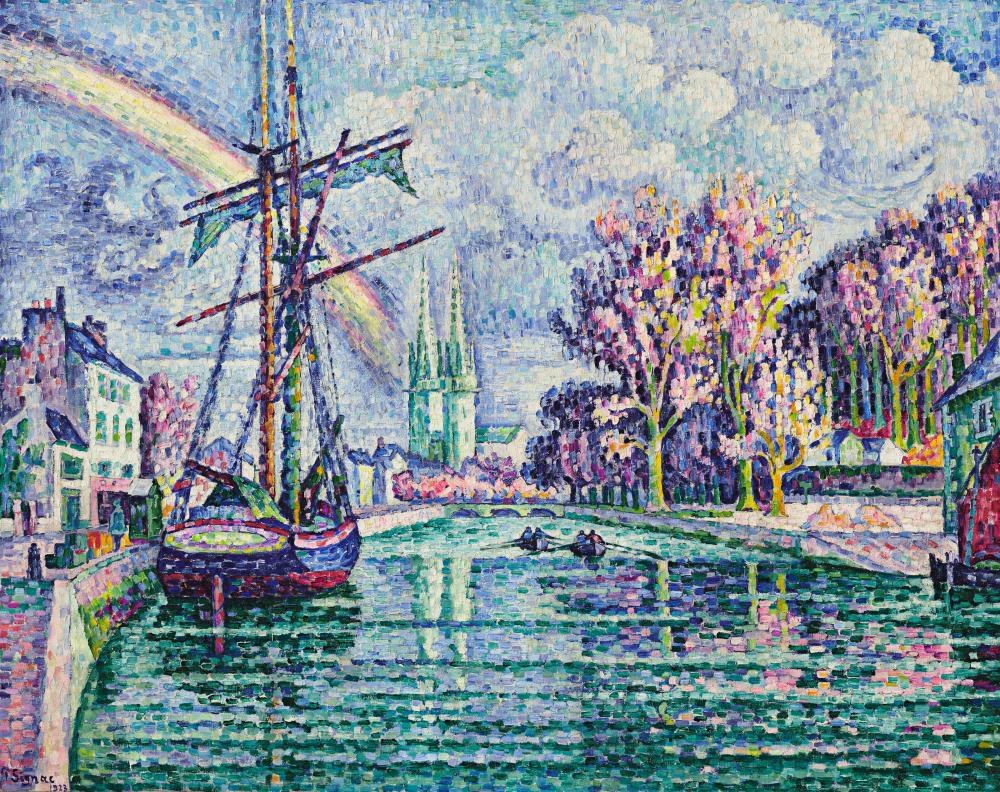 Paul Signac (1863-1935). Quimper (Quai de l'Odet). oil on canvas28 x 35 ½ i comparable sale